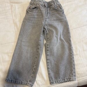 Zara Kids Light Gray Denim Jeans Wide Legs